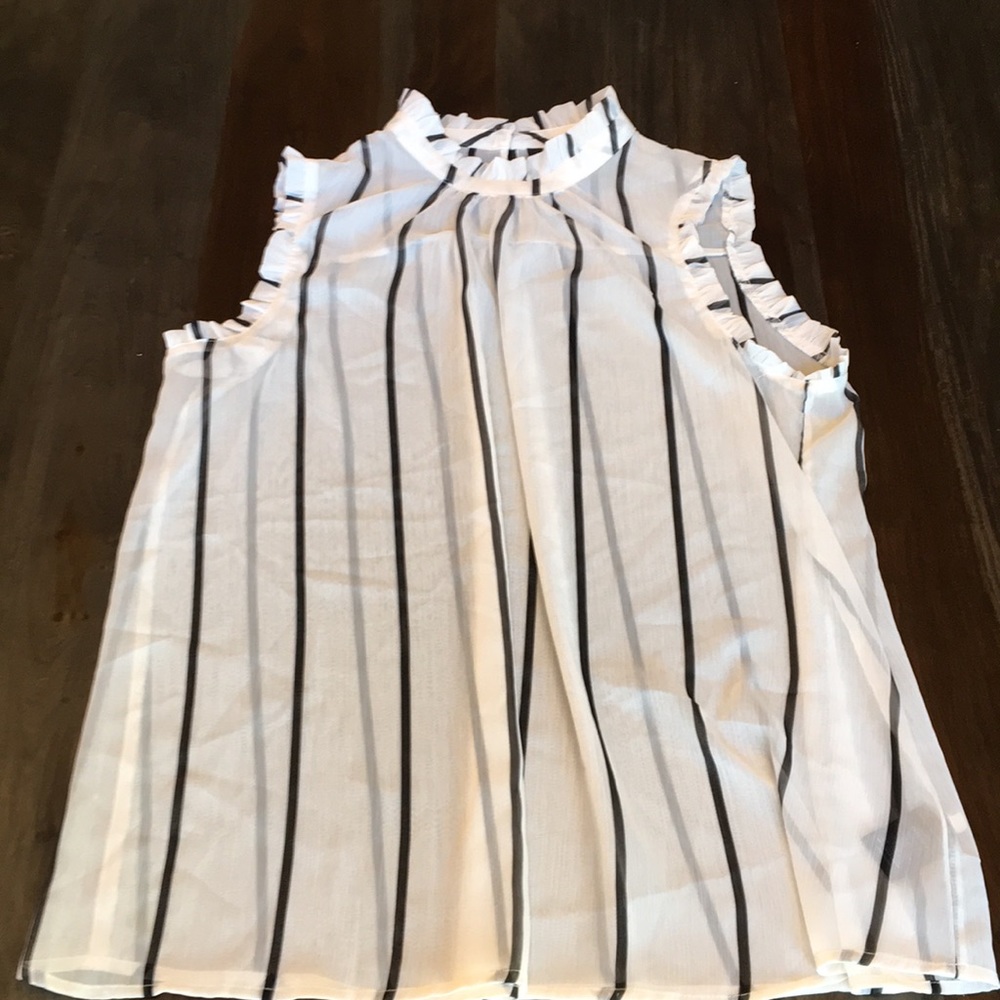 Black and White High Neck Who What Where Blouse